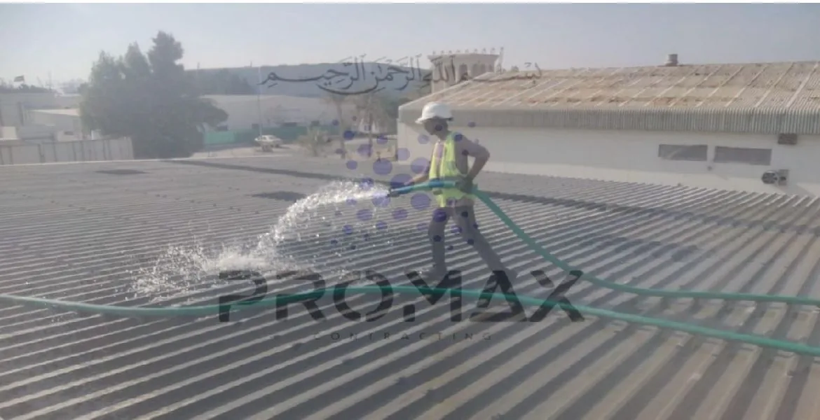 Sos - metal roof waterproofing project by Promax in Dubai, UAE
